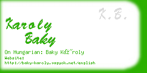 karoly baky business card